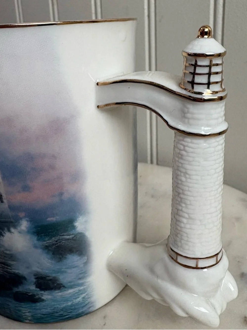 Vintage Thomas Kinkade Beacon of Hope Lighthouse Porcelain Collectible Mug 2002